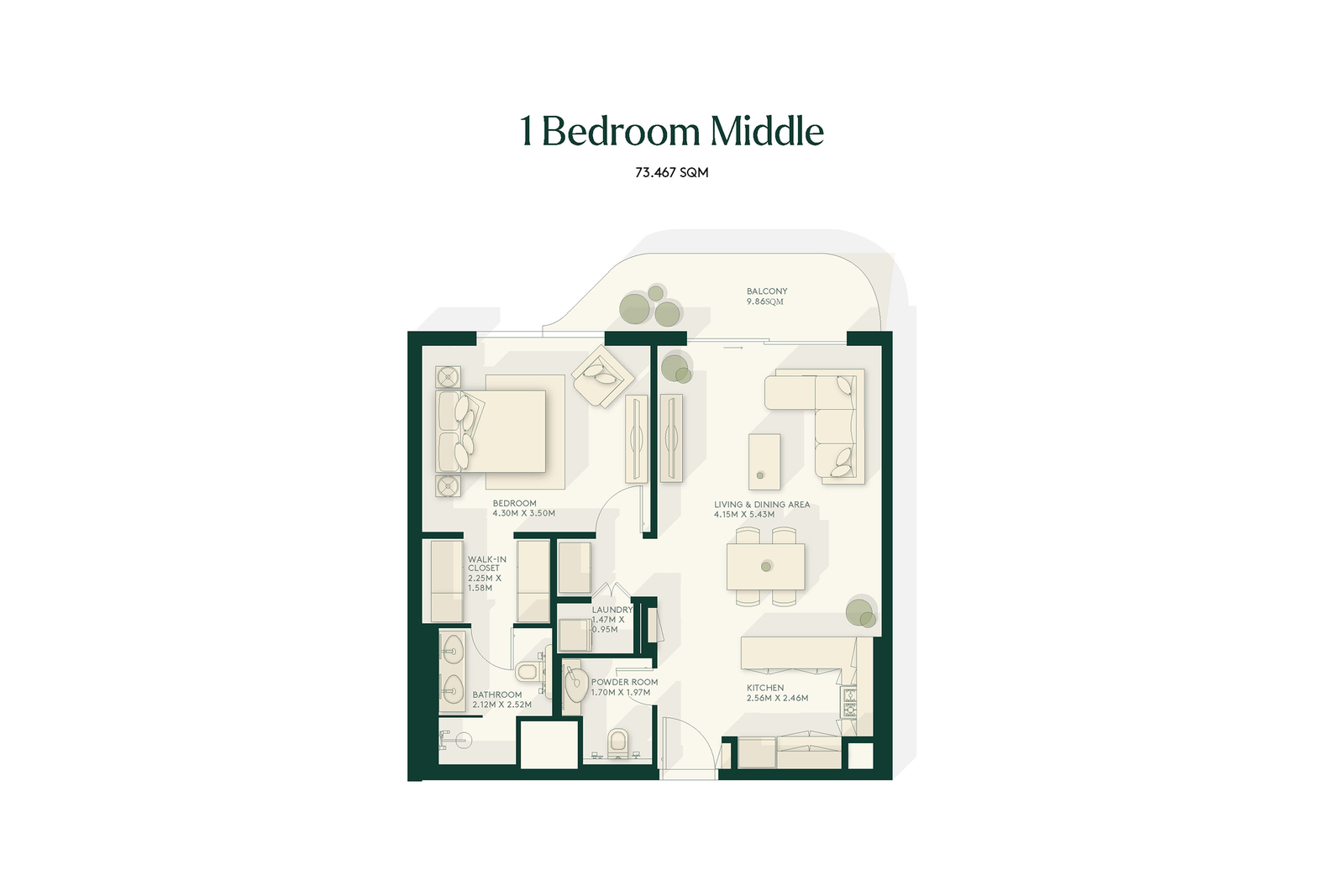 Gardenia Bay – 1 Bedroom floor plan