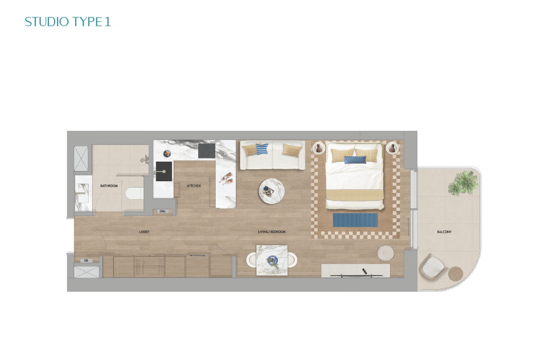 The Beach House Fahid – Studio floor plan