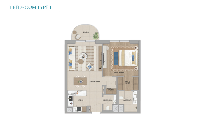 The Beach House Fahid – 1 Bedroom floor plan view 1