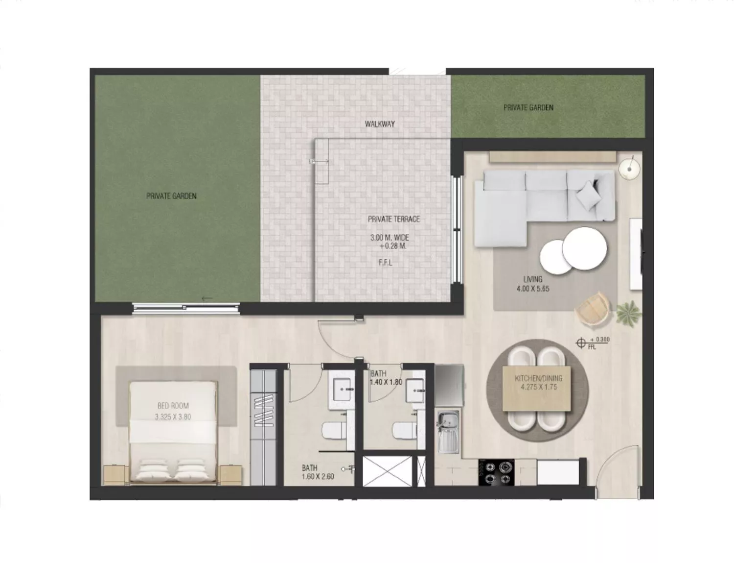 The Sustainable City – 1 Bedroom floor plan