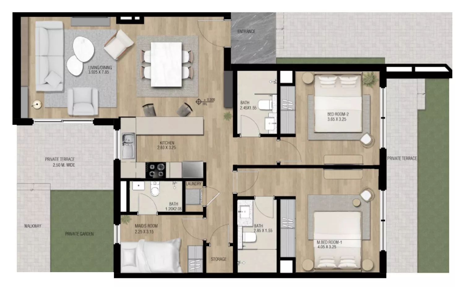 The Sustainable City – 2 Bedroom floor plan