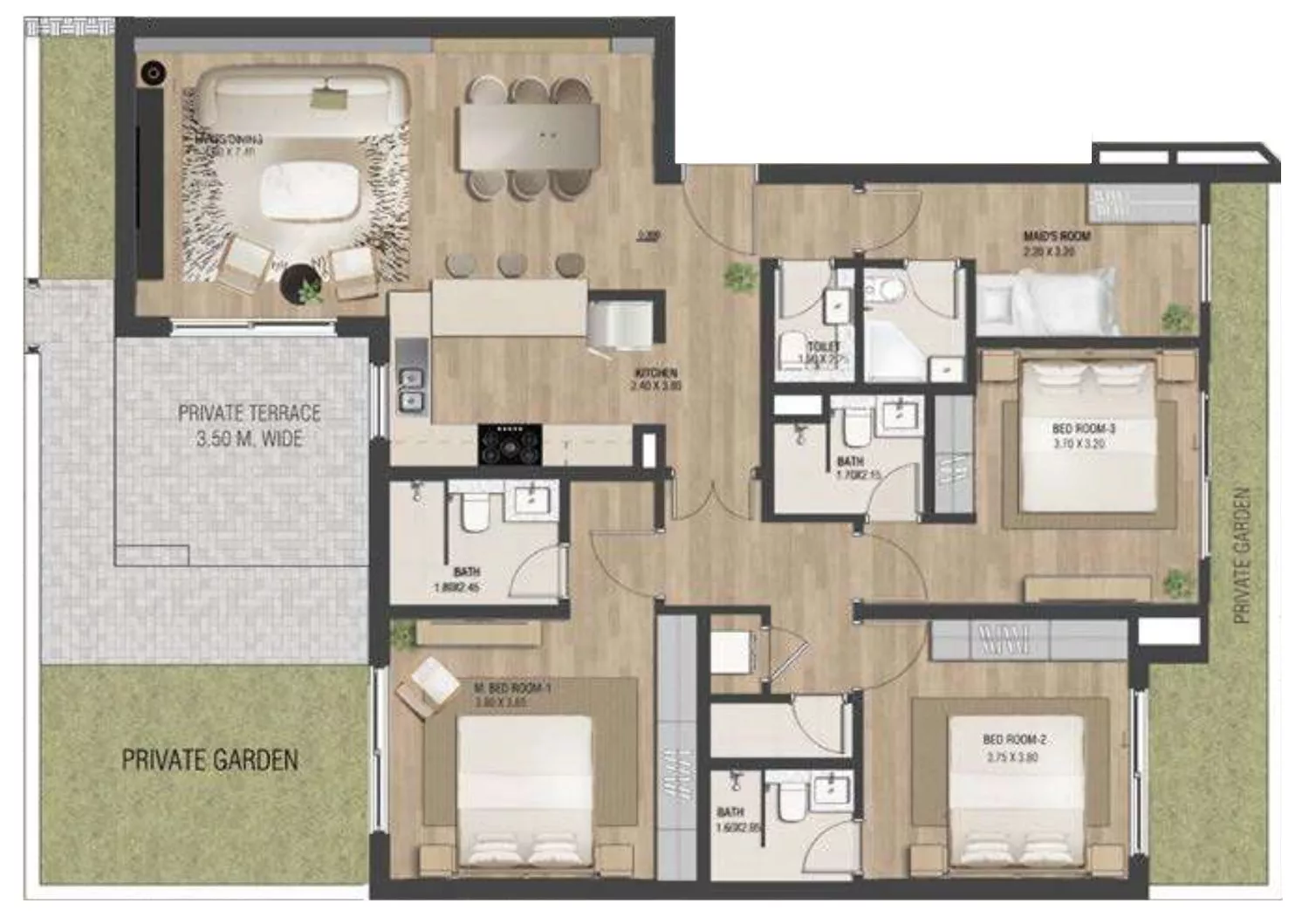 The Sustainable City – 3 Bedroom floor plan
