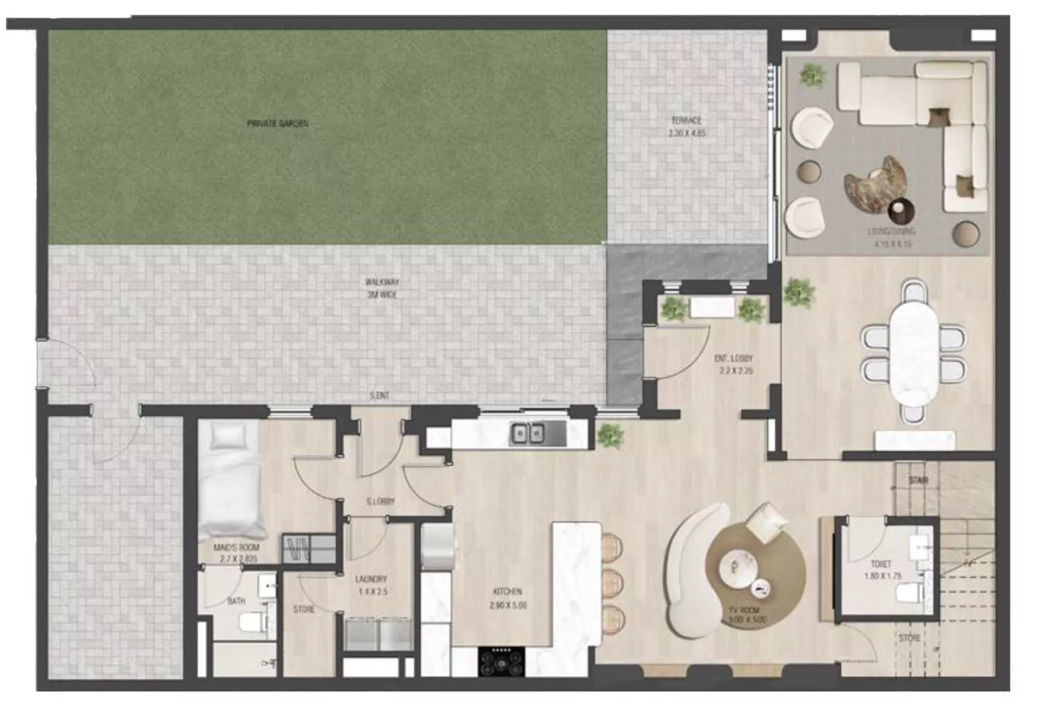 The Sustainable City – 3 Bedroom Townhouse floor plan