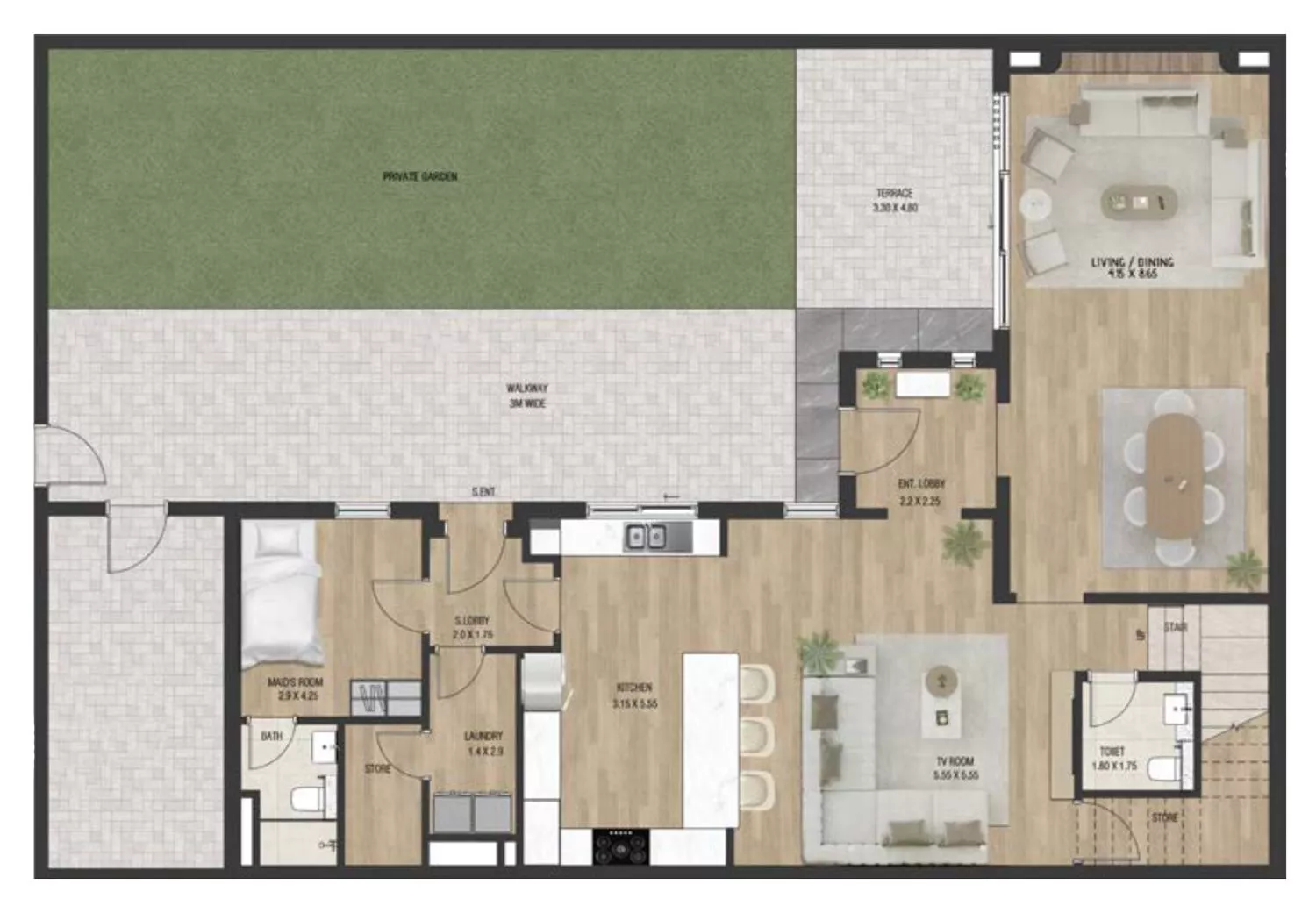 The Sustainable City – 4 Bedroom Townhouse floor plan