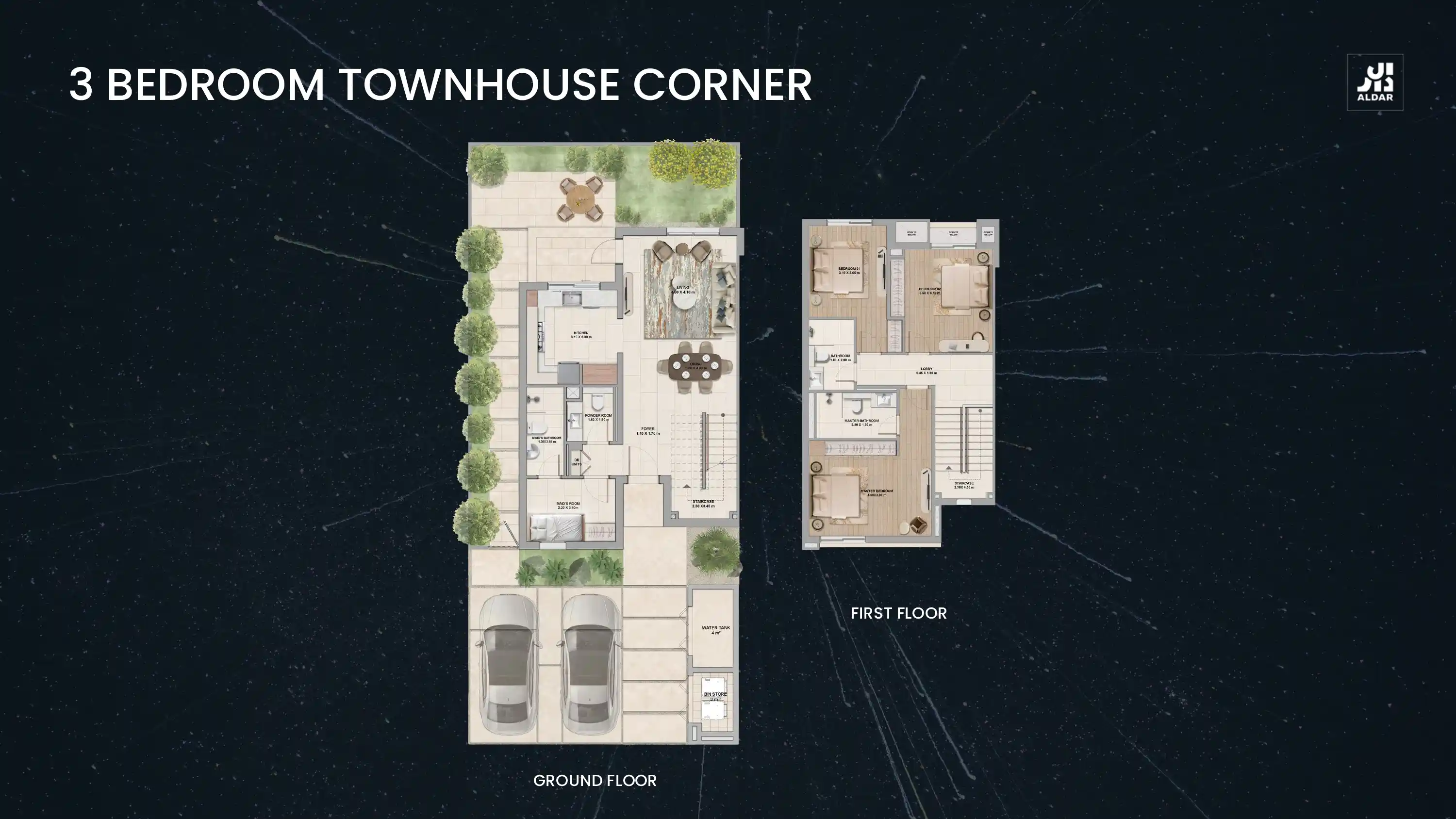 3 Bedroom Townhouse Corner Floor Plan
