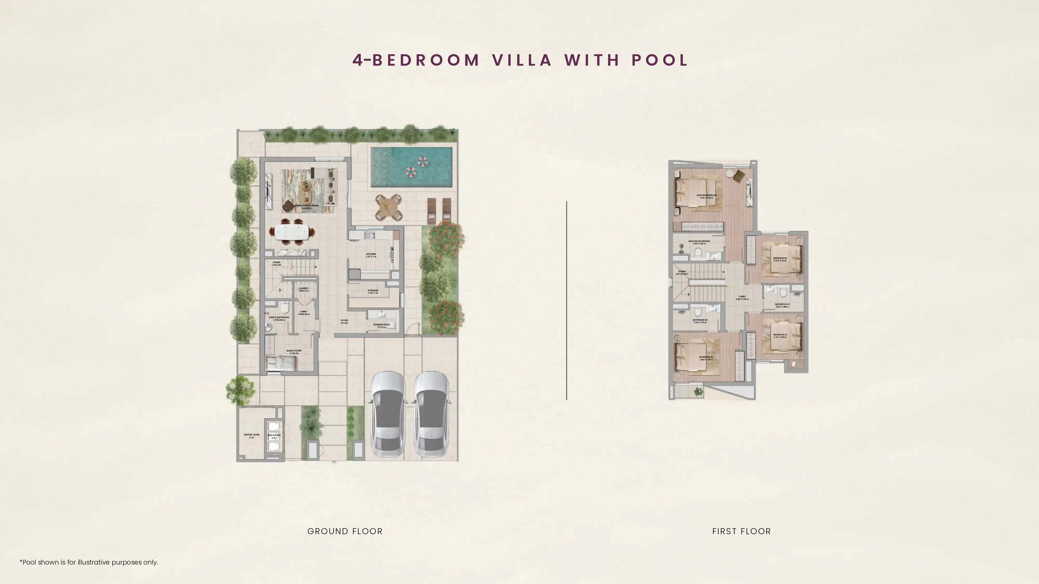 4-Bedroom Villa With Pool Floor Plan