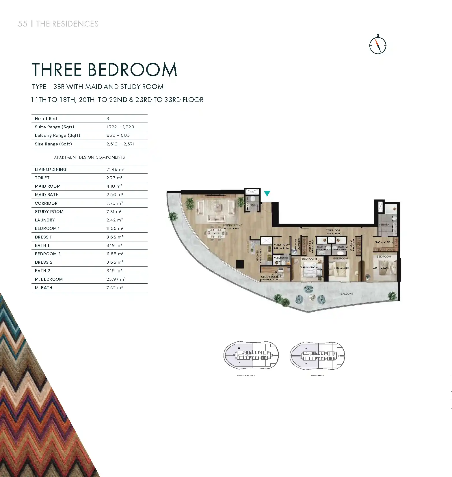 3 Bedroom Apartment Floor Plan