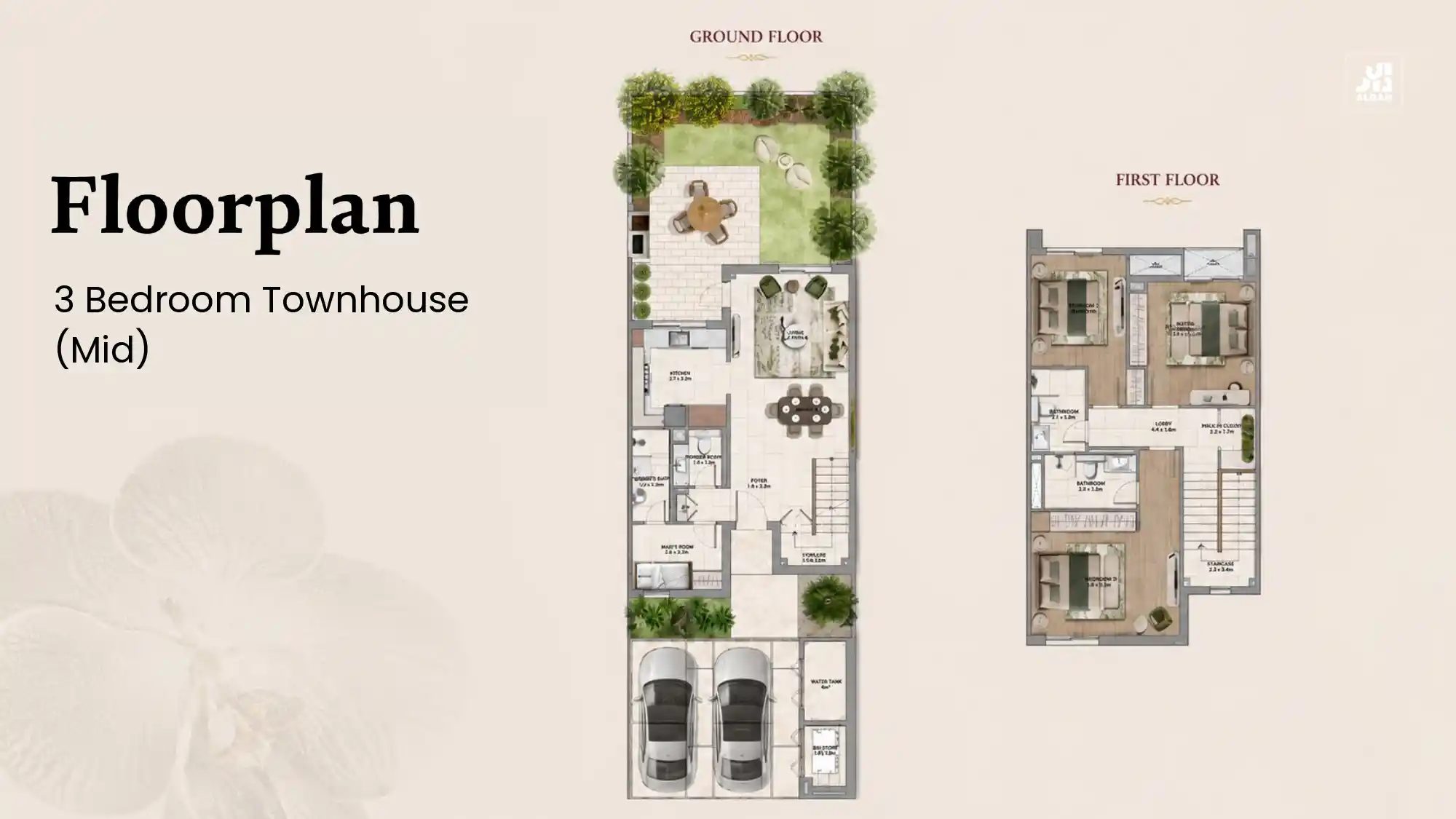 3 Bedroom Townhouse Mid Floor Plan